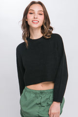 Wool Blend Cropped Sweater Top | Mixtshop LLC