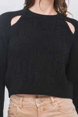 Knit Pullover Sweater With Cold Shoulder Detail | Mixtshop LLC