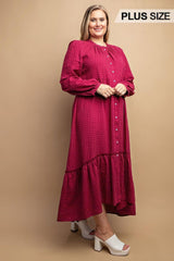 Plaid Button Down Hi - Low Hem Maxi Dress | Mixtshop LLC