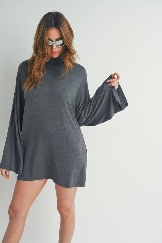 Bell Sleeve Turtle Neck Dress | Mixtshop LLC
