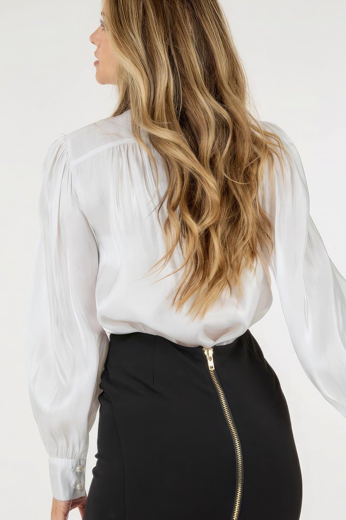 Insert Lace Trim Long Sleeve Blouse | Mixtshop LLC
