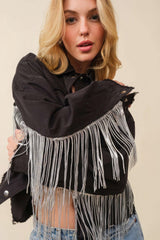 Howdy Sequin Fringe And Star Patches Jacket | Mixtshop LLC