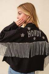 Howdy Sequin Fringe And Star Patches Jacket | Mixtshop LLC