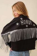 Howdy Sequin Fringe And Star Patches Jacket | Mixtshop LLC