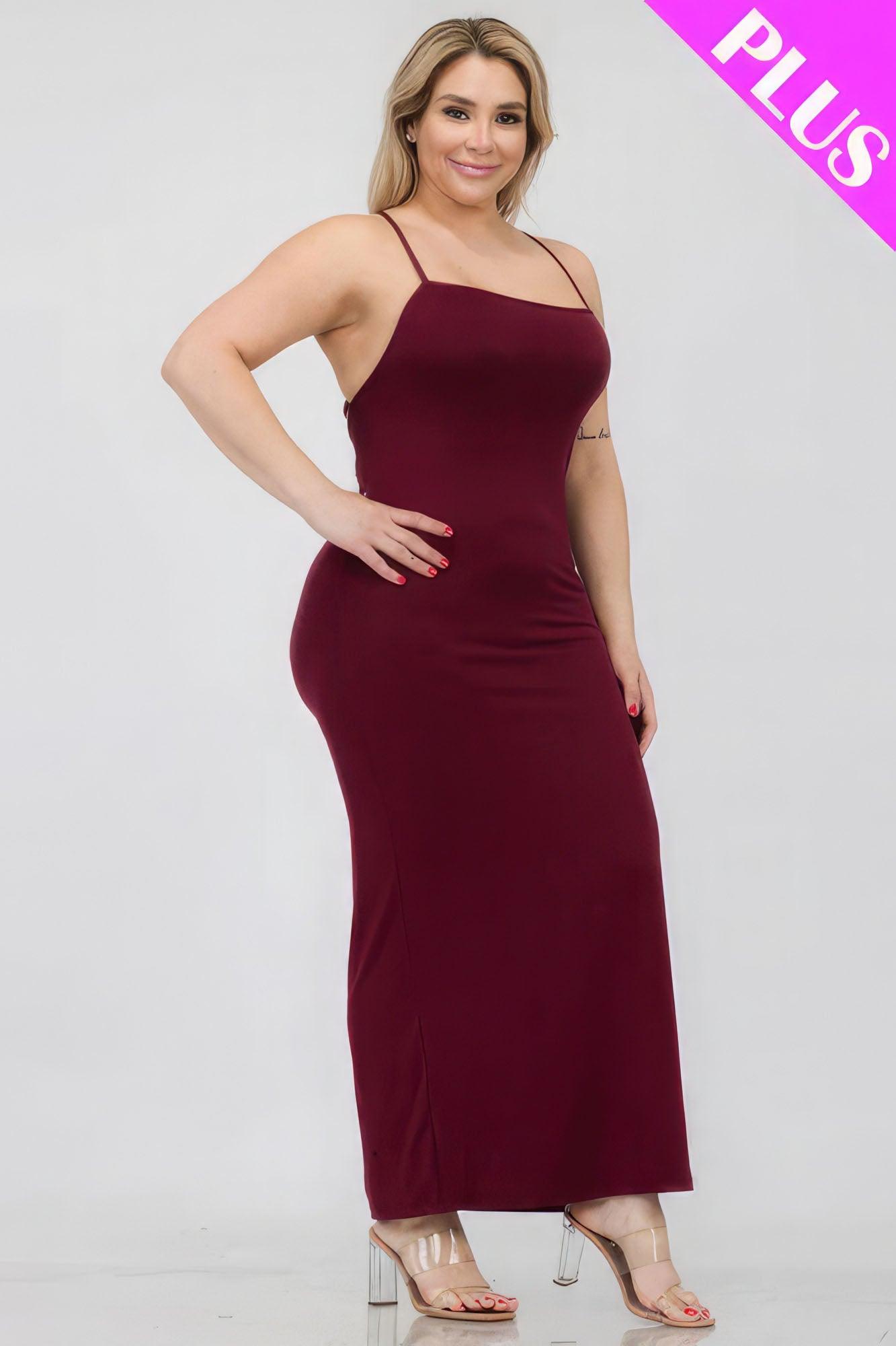 Plus Size Crisscross Back Split Thigh Maxi Dress | Mixtshop LLC