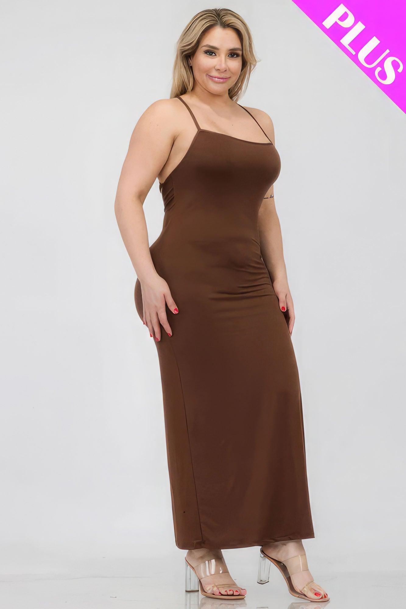 Plus Size Crisscross Back Split Thigh Maxi Dress | Mixtshop LLC