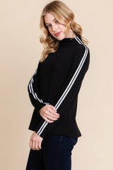 Long Sleeve Solid Mock Neck Casual Top | Mixtshop LLC