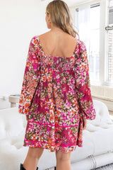 Floral Square Neckline Mini Dress | Mixtshop LLC