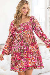 Floral Square Neckline Mini Dress | Mixtshop LLC