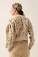 Floral Round Neck Long Sleeve Relax Fit Sweater | Mixtshop LLC