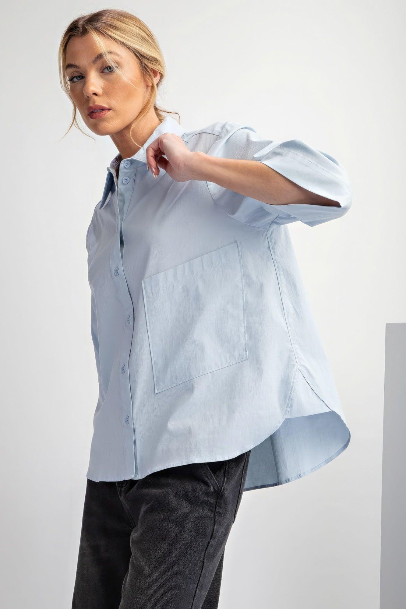 Half Slvs Stretch Poplin Button Down Shirt | Mixtshop LLC