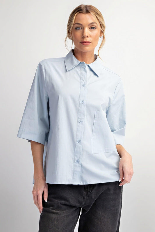 Half Slvs Stretch Poplin Button Down Shirt | Mixtshop LLC
