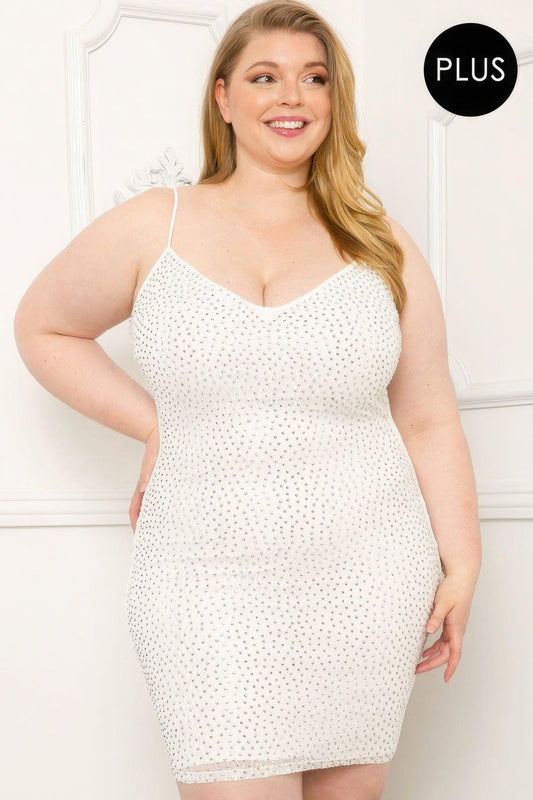 Rhinestone Body Plus Size Mini Dress | Mixtshop LLC