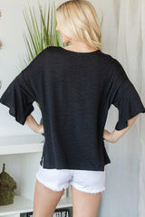 Flared Sleeve Basic Shortsleeve Top | Mixtshop LLC