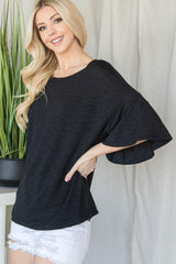 Flared Sleeve Basic Shortsleeve Top | Mixtshop LLC