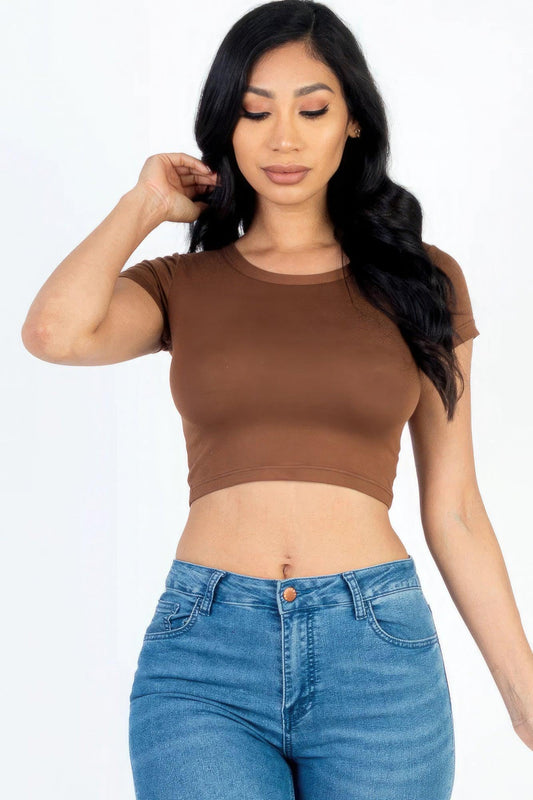 Short Sleeve Roundneck Crop Top | Mixtshop LLC