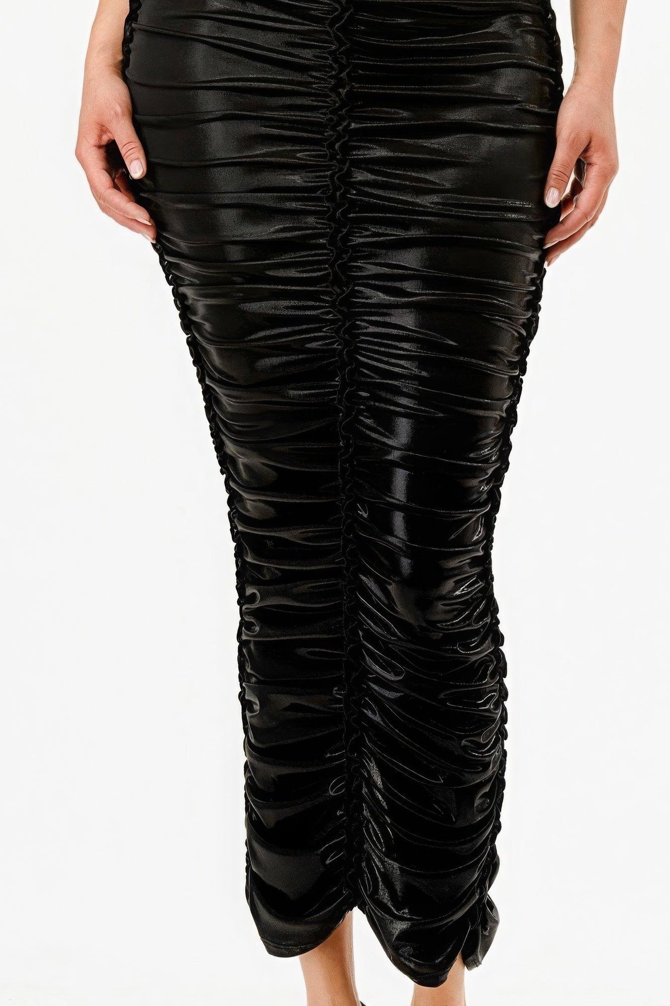 Metallic Rushed Halter Dress | Mixtshop LLC