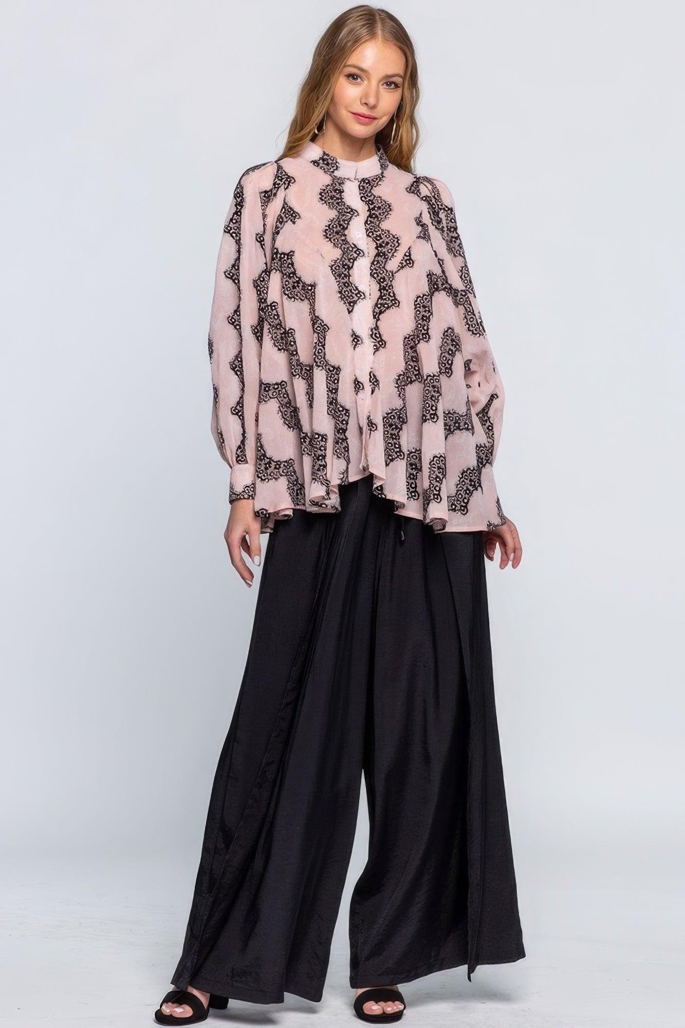 See Through Shirt With Lace Detail | Mixtshop LLC