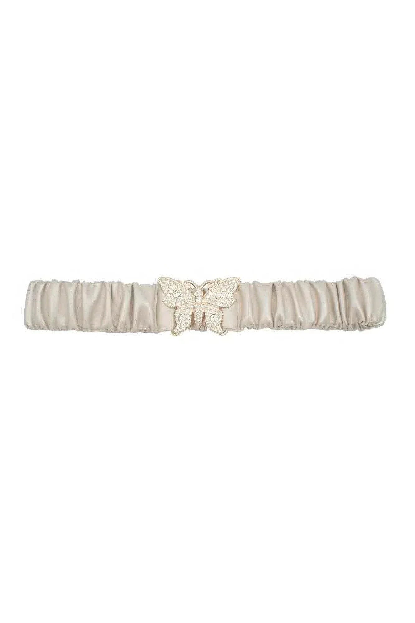 Rhinestone Pave Butterfly Ruched Elastic Back Belt | Mixtshop LLC