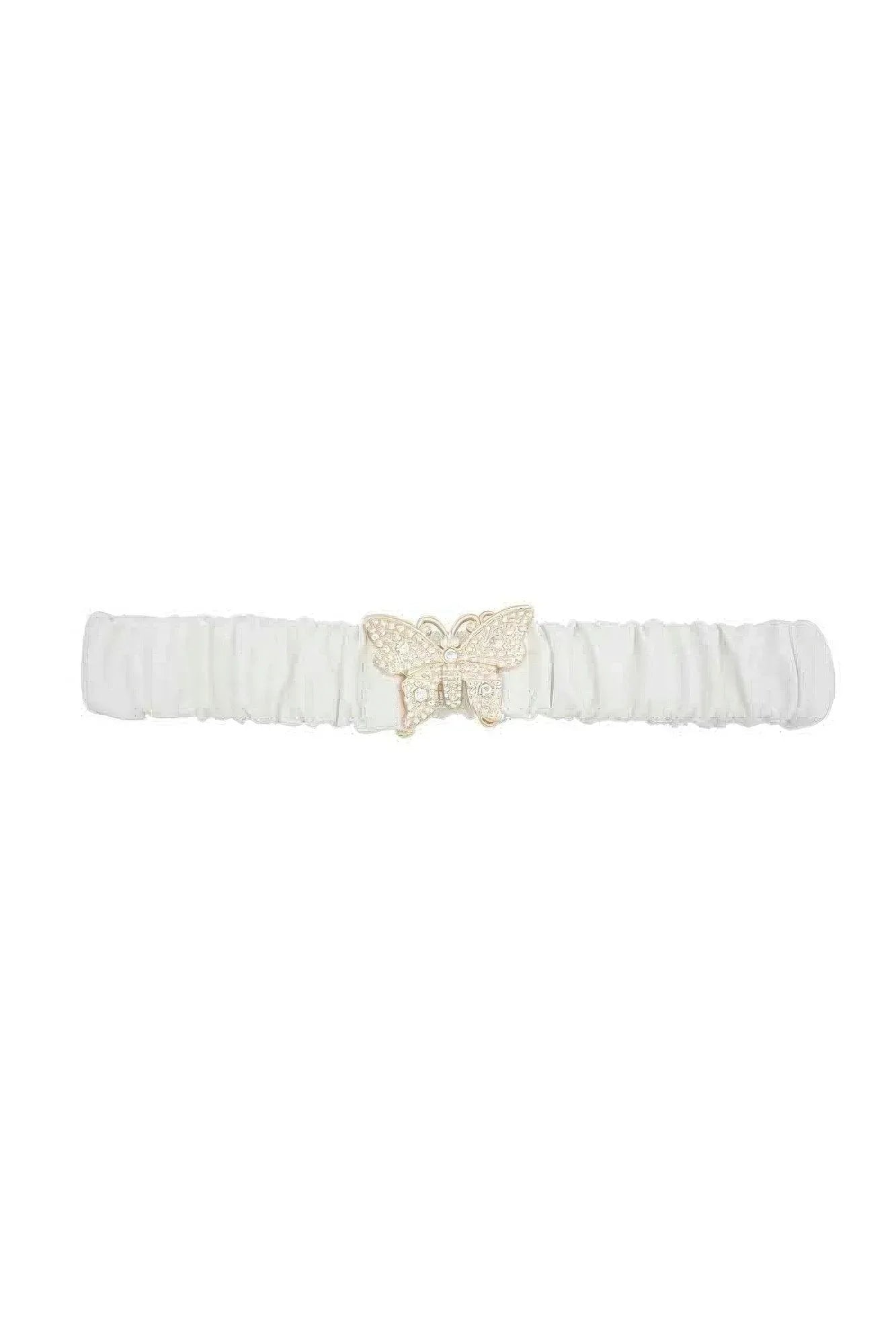 Rhinestone Pave Butterfly Ruched Elastic Back Belt | Mixtshop LLC
