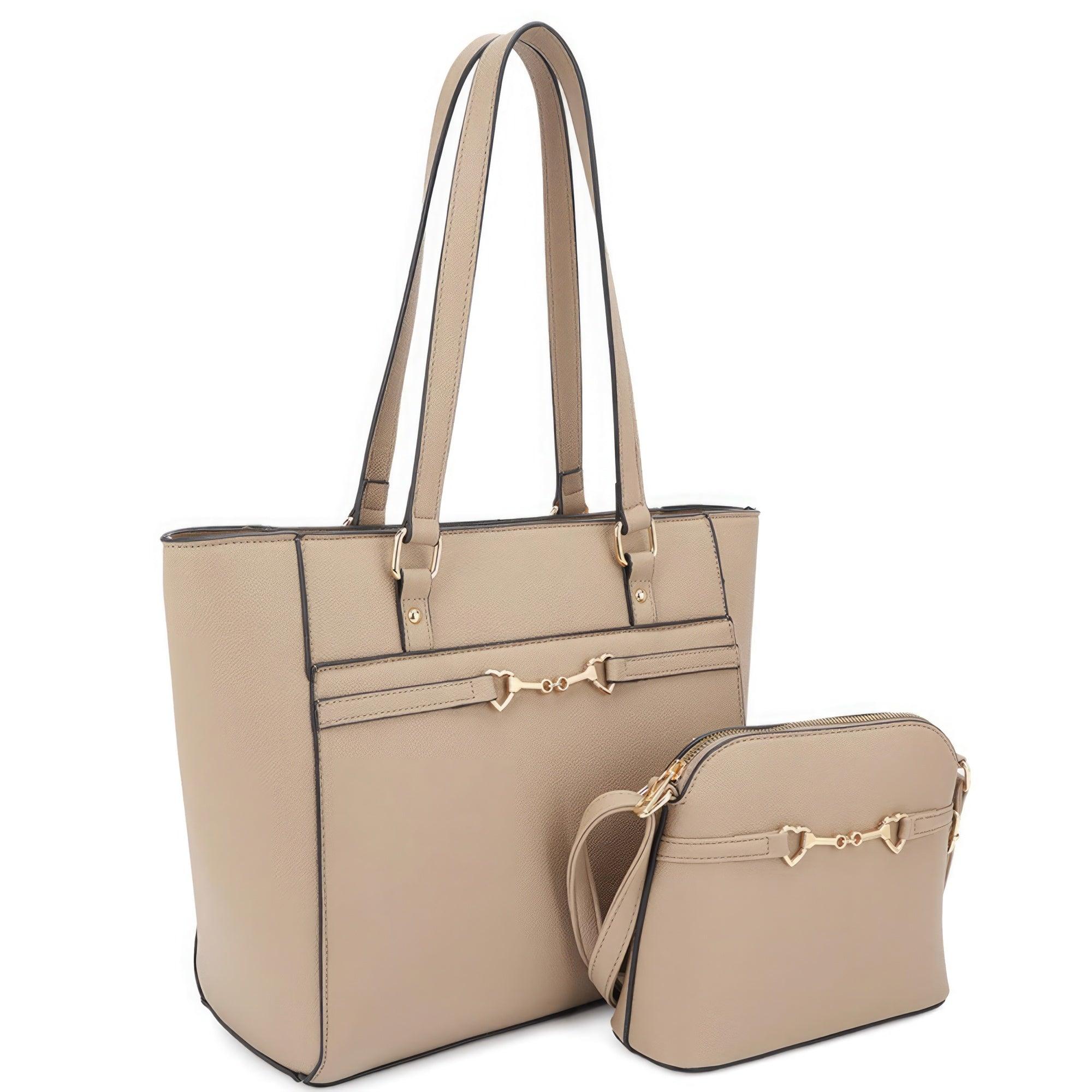 2in1 Smooth Matching Shoulder Tote Bag With Crossbody Set | Mixtshop LLC