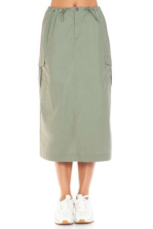 Cargo Skirt With Drawstring Midi Skirt | Mixtshop LLC