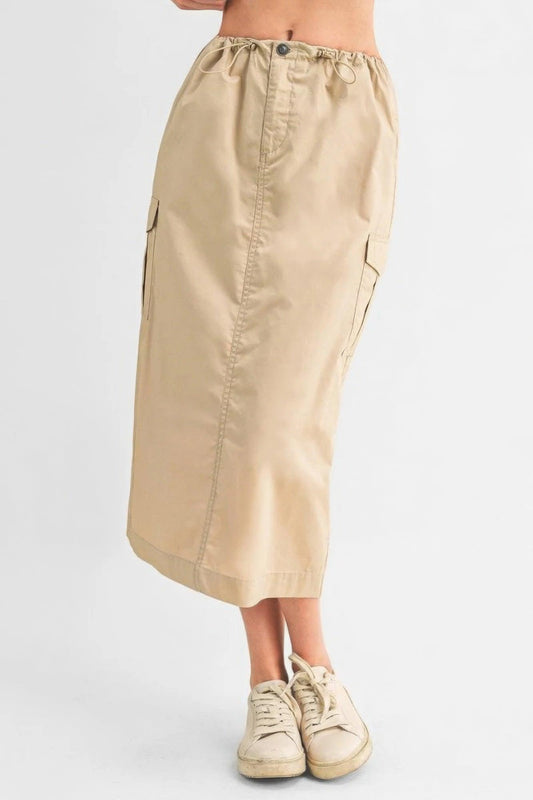 Cargo Skirt With Drawstring Midi Skirt | Mixtshop LLC