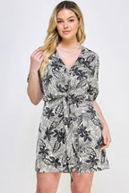 Plus Botanical Print Front Tie Dress | Mixtshop LLC