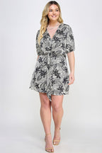Plus Botanical Print Front Tie Dress | Mixtshop LLC