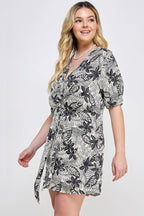 Plus Botanical Print Front Tie Dress | Mixtshop LLC