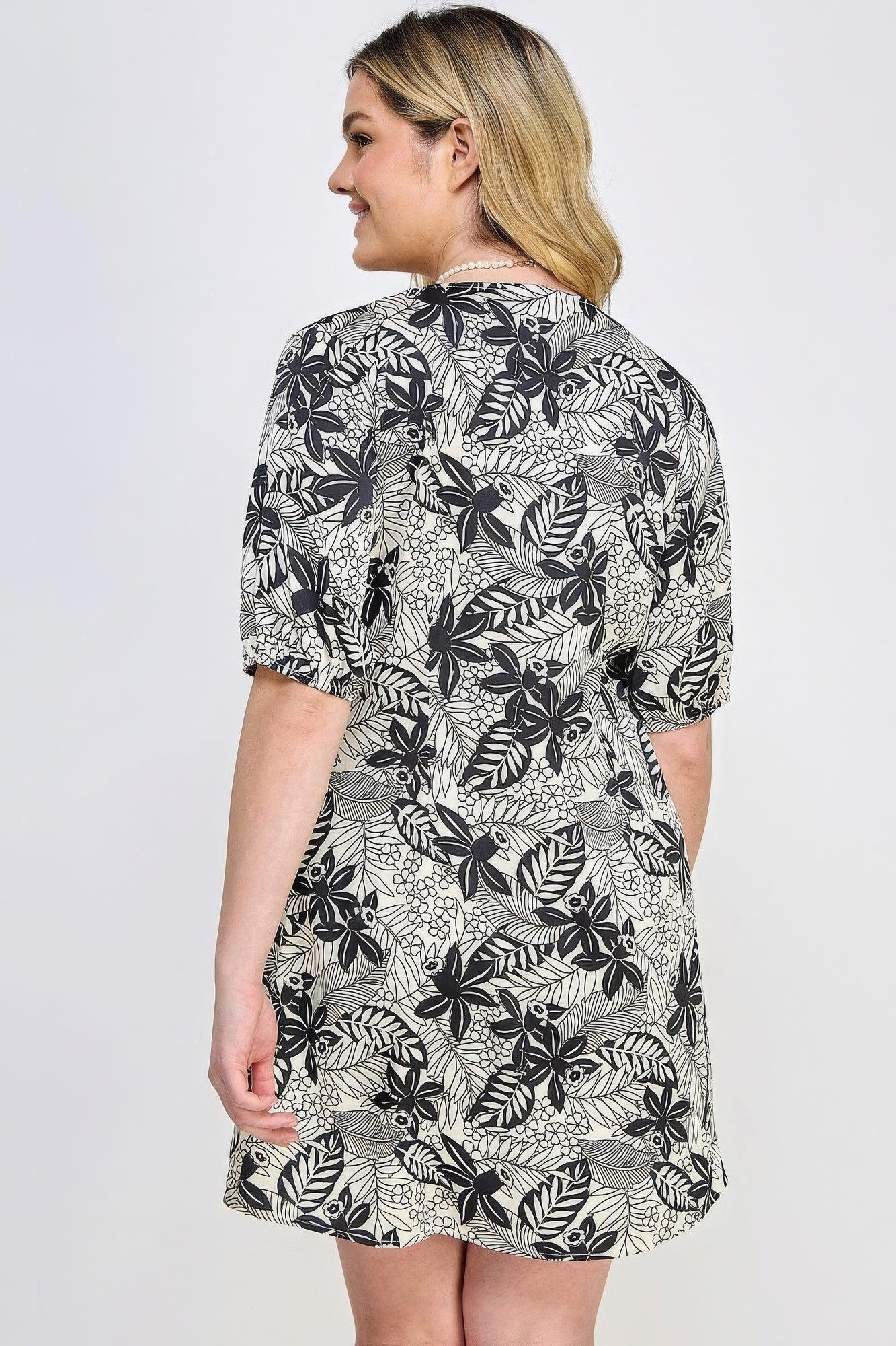 Plus Botanical Print Front Tie Dress | Mixtshop LLC