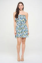 Berry Flower Ruffle Tube Top Mini Dress | Mixtshop LLC