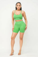 Washed Seamless Basic Tank Top And Shorts Set | Mixtshop LLC