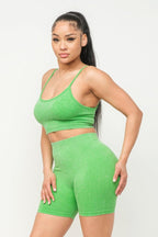 Washed Seamless Basic Tank Top And Shorts Set | Mixtshop LLC