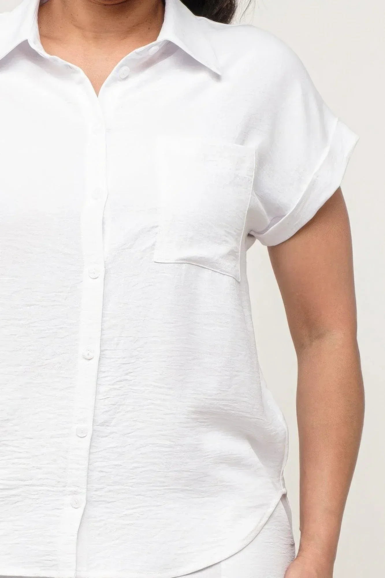 Button Down Pocket Loose Fit Top And Shorts Set | Mixtshop LLC