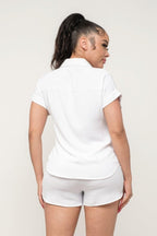 Button Down Pocket Loose Fit Top And Shorts Set | Mixtshop LLC