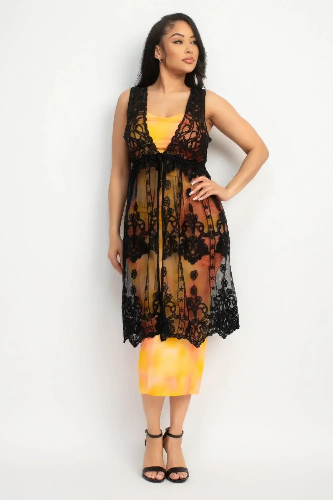 Sheer Embroidered Lace Vest Secondary image
