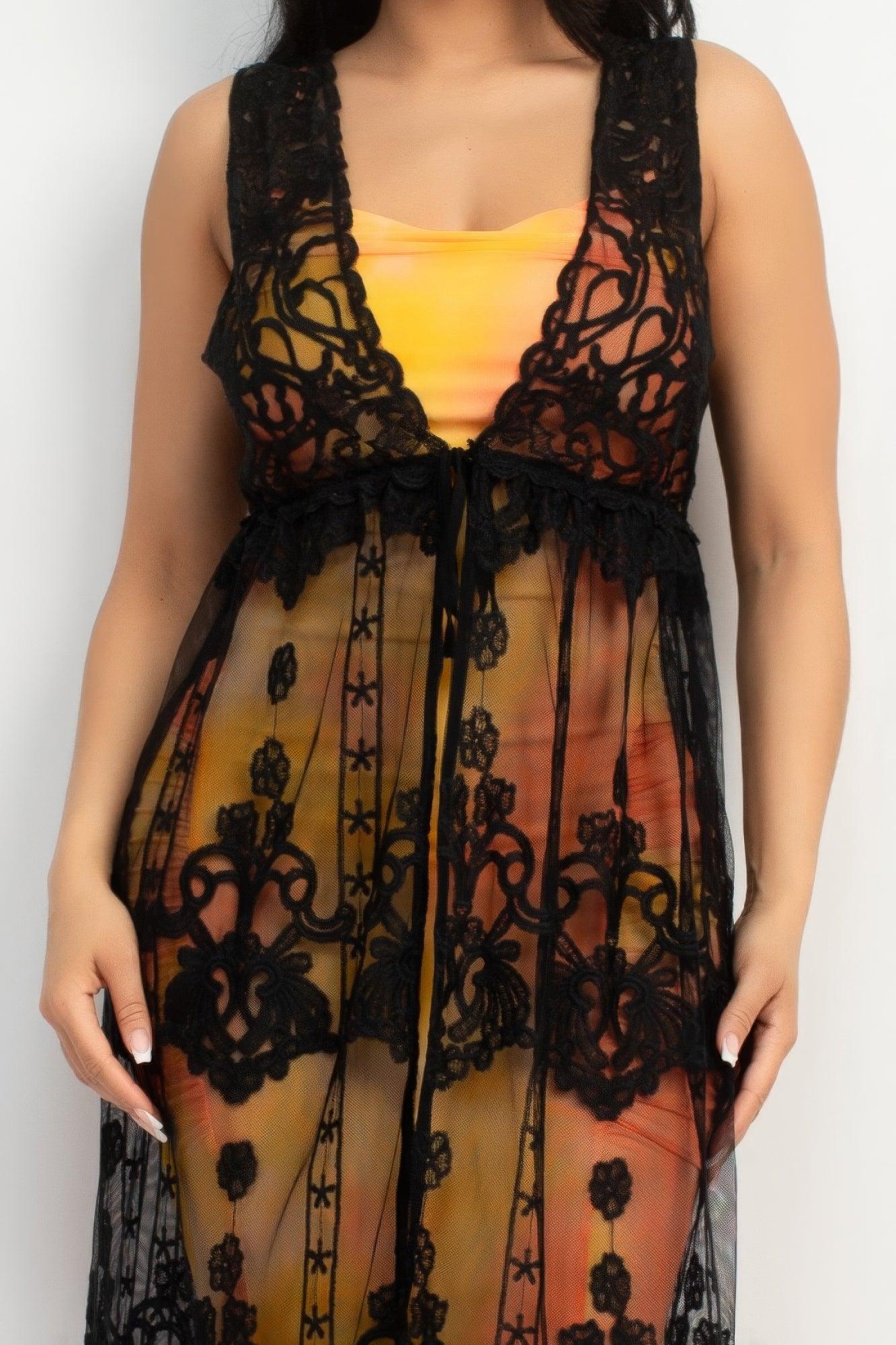 Sheer Embroidered Lace Vest | Mixtshop LLC