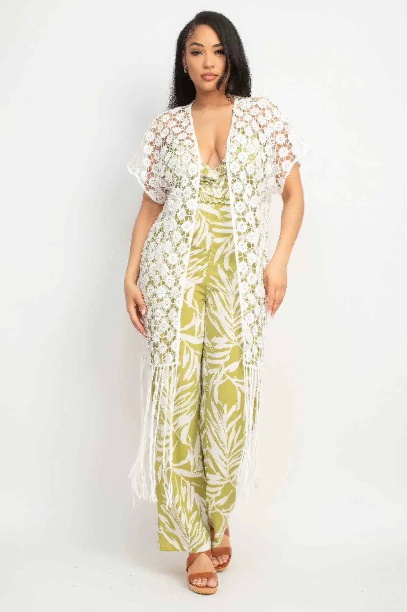 Crocheted Open-front Fringe Kimono | Mixtshop LLC Main image