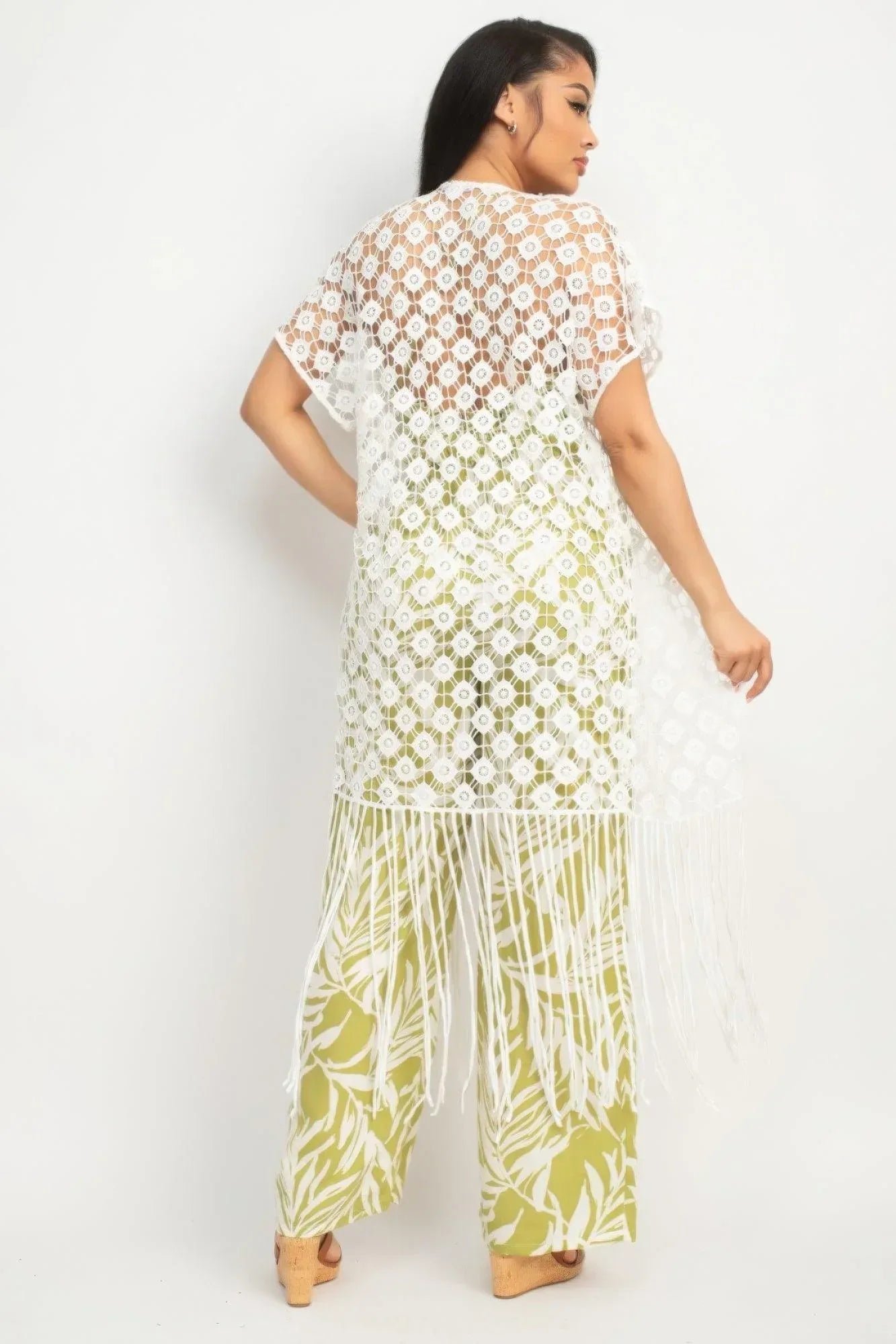 Crocheted Open-front Fringe Kimono | Mixtshop LLC