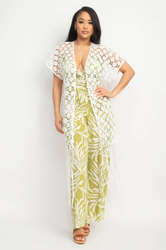 Crocheted Open-front Fringe Kimono | Mixtshop LLC