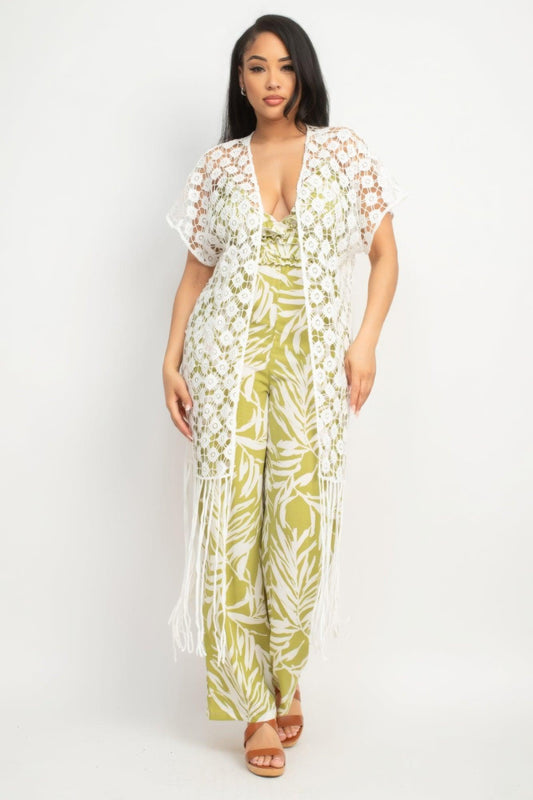 Crocheted Open-front Fringe Kimono | Mixtshop LLC