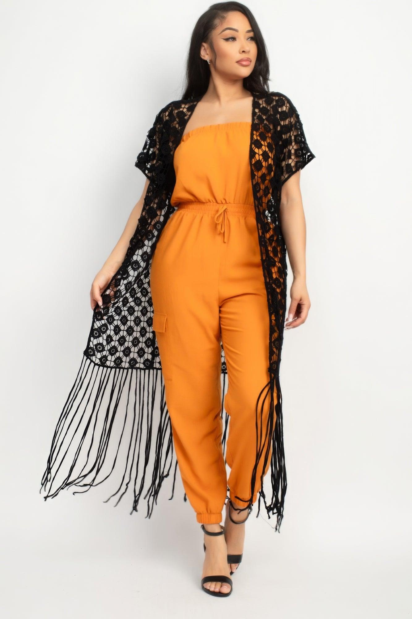 Crocheted Open-front Fringe Kimono | Mixtshop LLC