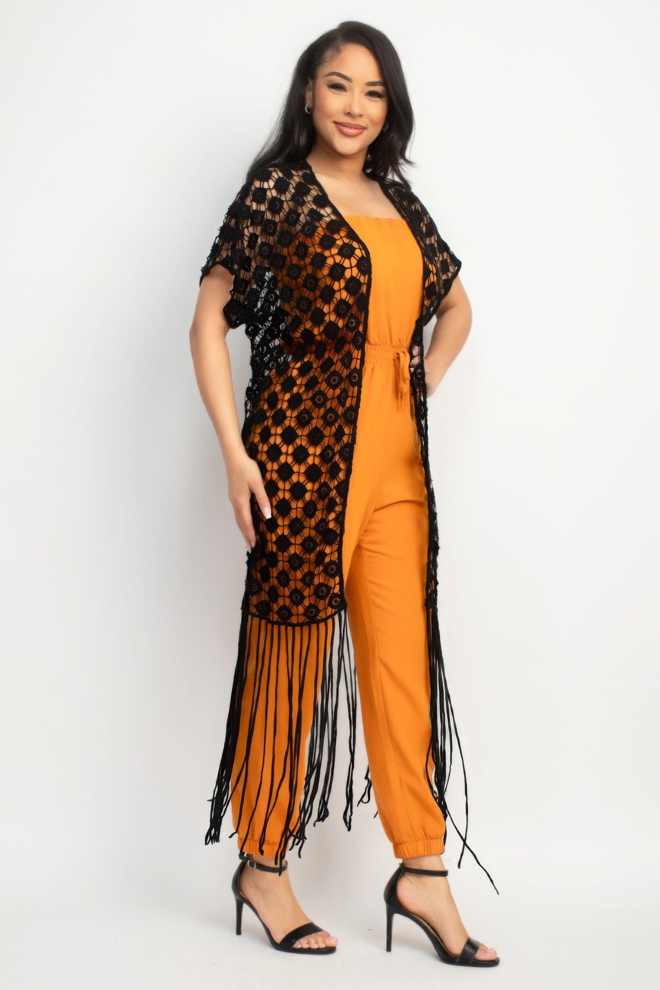 Crocheted Open-front Fringe Kimono | Mixtshop LLC