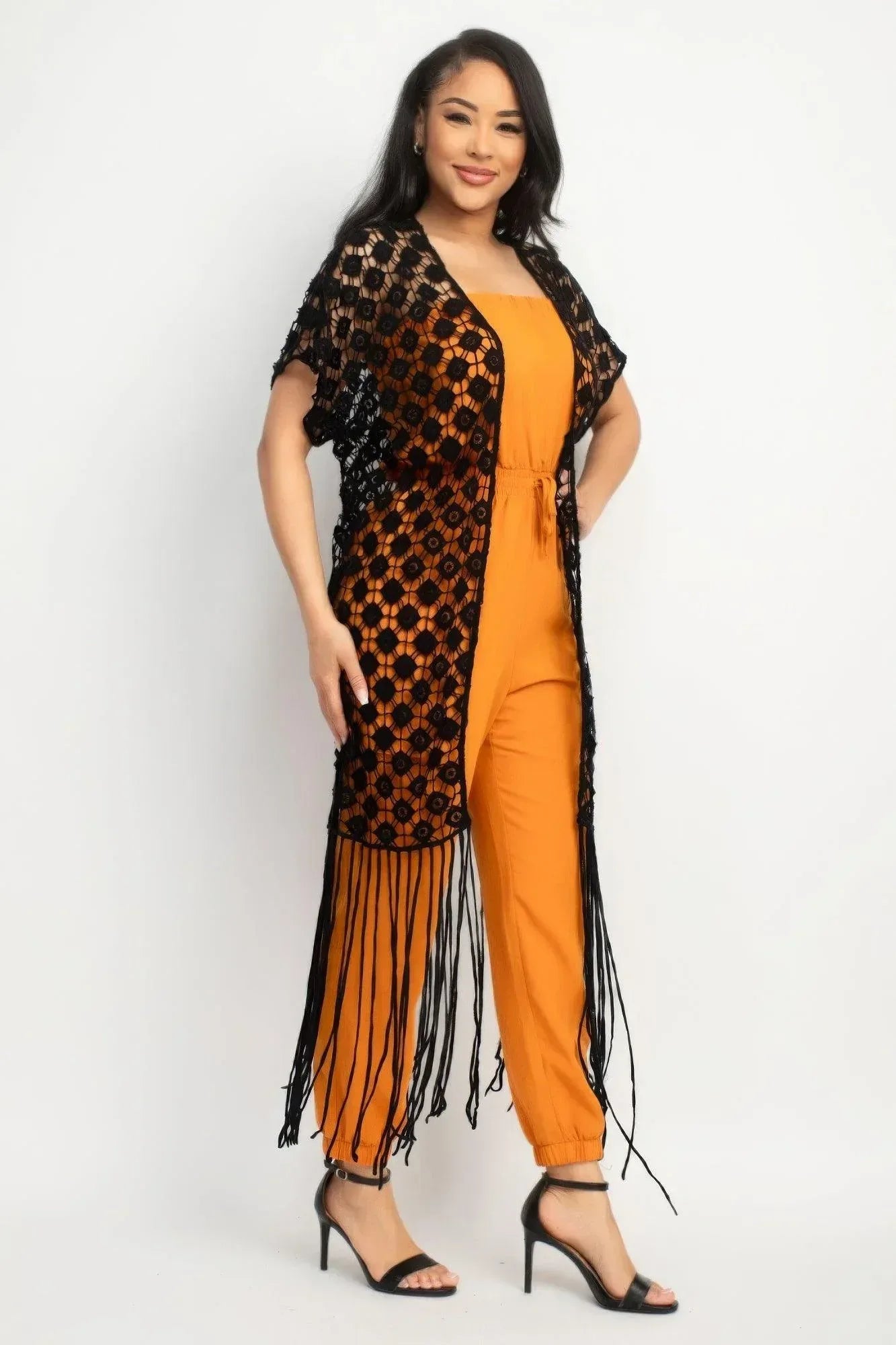 Crocheted Open-front Fringe Kimono | Mixtshop LLC