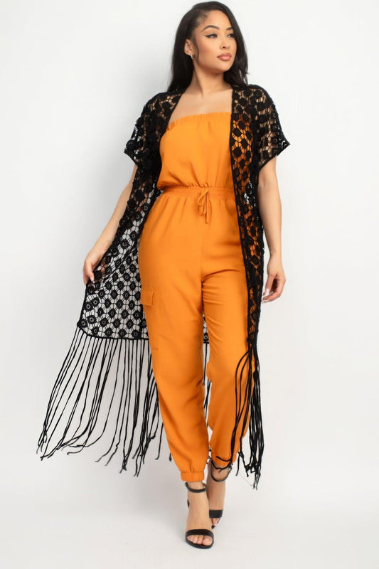Crocheted Open-front Fringe Kimono | Mixtshop LLC