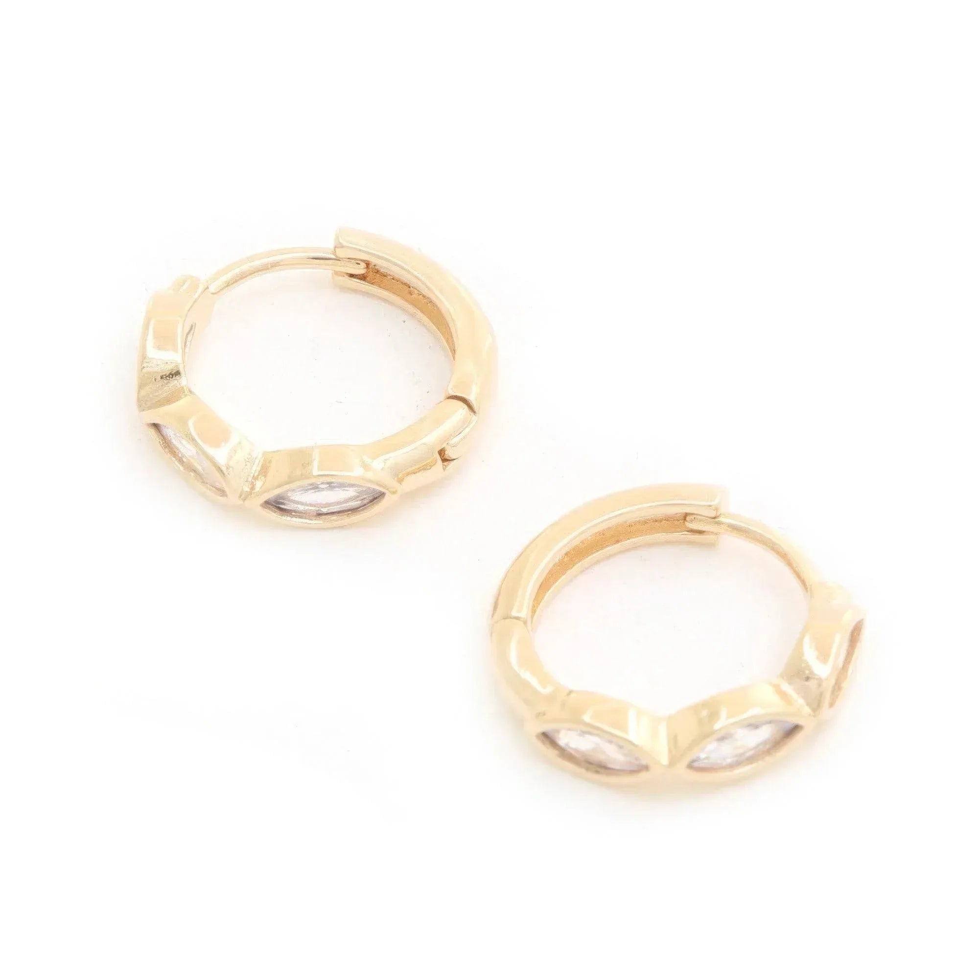 Marquise Cz 14k Gold Dipped Huggie Earring | Mixtshop LLC
