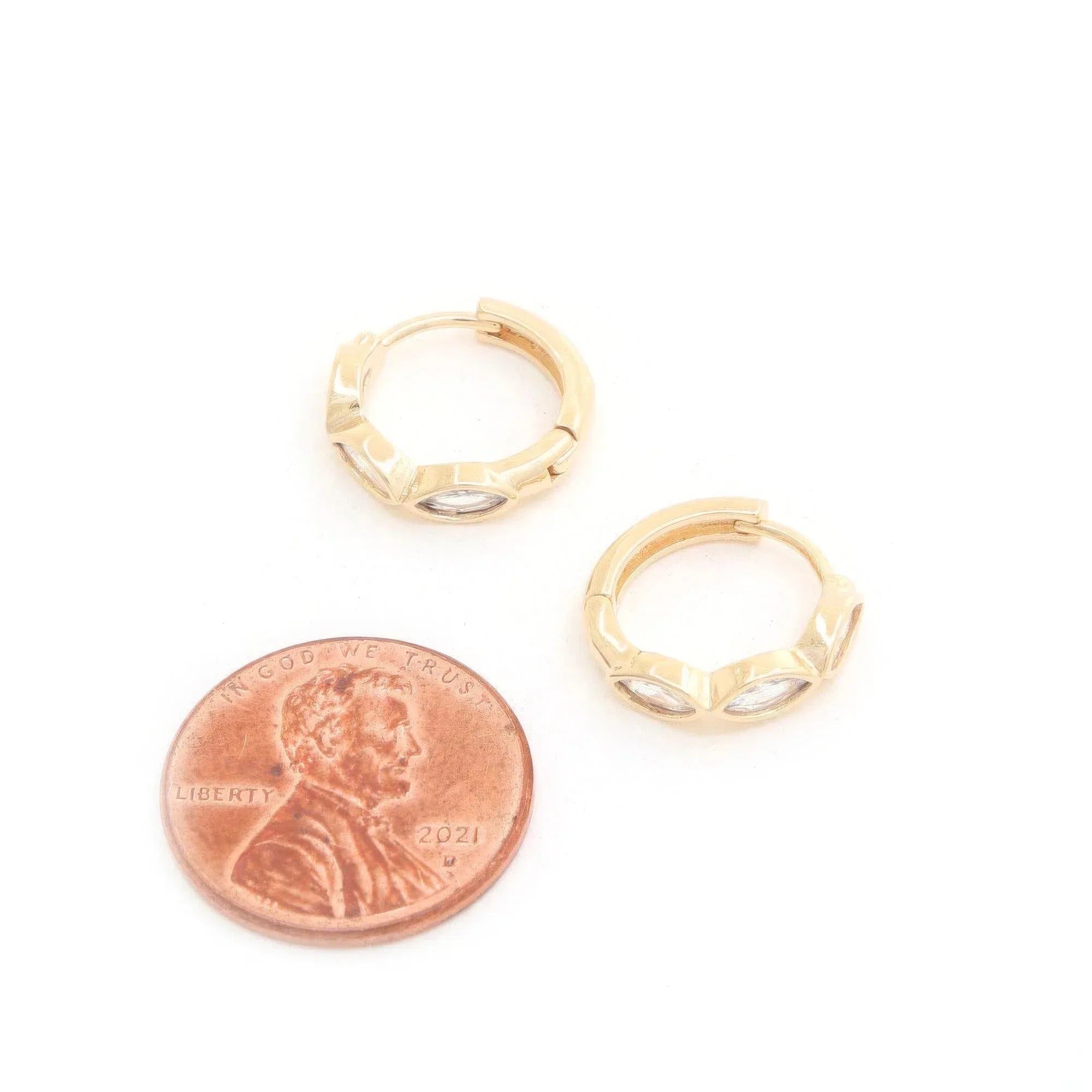 Marquise Cz 14k Gold Dipped Huggie Earring | Mixtshop LLC