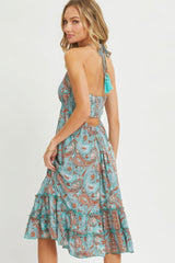 Halter Paisley Border Dress | Mixtshop LLC