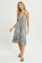 Halter Paisley Border Dress | Mixtshop LLC